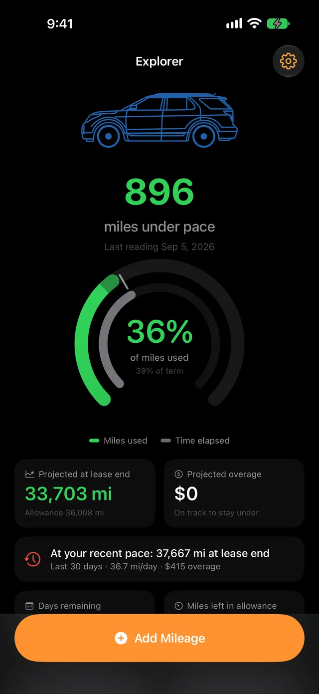 Home screen in dark mode